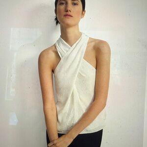 Theory Cream Zip-Up Top